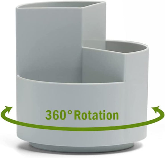 NNEDSZ 360 degree rotating multi-functional pen holder with 3 separate layer for office desk organiser (Grey)