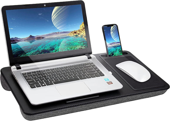 NNEDSZ Portable Laptop Desk with Device Ledge, Mouse Pad and Phone Holder for Home Office (Black, 40cm)