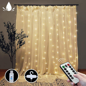 NNEDSZ 300 LEDs Window Curtain Fairy Lights 8 Modes and Remote Control for Bedroom (Warm White, 300 x 300cm)