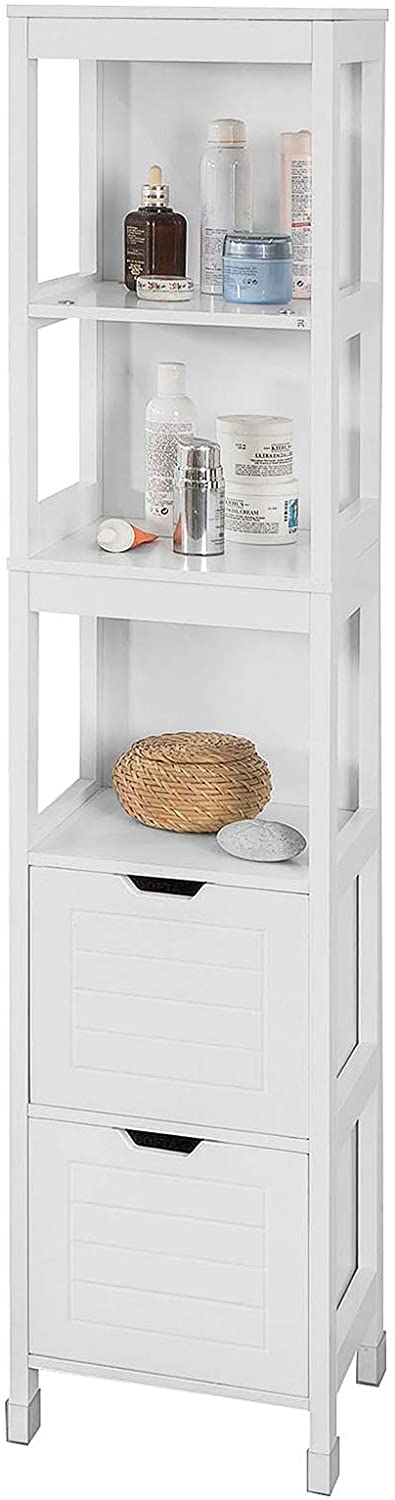 NNEDSZ Freestanding Tall Cabinet with Standing Shelves and Drawers