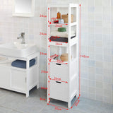 NNEDSZ Freestanding Tall Cabinet with Standing Shelves and Drawers