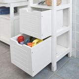NNEDSZ Freestanding Tall Cabinet with Standing Shelves and Drawers