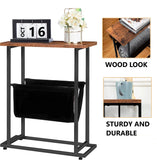 NNEDSZ Industrial Side Table with Magazine Holder Sling and Metal Structure (Brown)