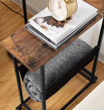 NNEDSZ Industrial Side Table with Magazine Holder Sling and Metal Structure (Brown)