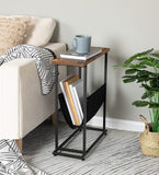 NNEDSZ Industrial Side Table with Magazine Holder Sling and Metal Structure (Brown)