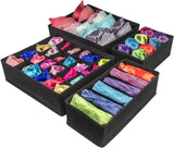 NNEDSZ 4 Pack Foldable Drawer Dividers Storage Boxes (Black)