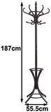 NNEDSZ Brown Coat Rack with Stand Wooden Hat and 12 Hooks Hanger Walnut tree