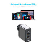 NNEDSZ mbeat Gorilla Power 3-Port USB-C Power Delivery (PD) World Travel Charger (USB-C x 1, USB-A x 2) with Interchangeable Plugs