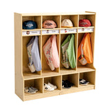 NNEDSZ Preschool Coat Locker With Cubbies - 4 Section