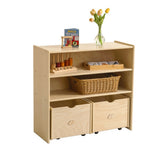 NNEDSZ Kids 2 Shelf Storage Cabinet with Pull Out Drawers - H76cm