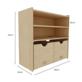 NNEDSZ Kids 2 Shelf Storage Cabinet with Pull Out Drawers - H76cm