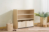 NNEDSZ Kids 2 Shelf Storage Cabinet with Pull Out Drawers - H76cm