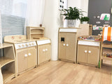 NNEDSZ Kids Wooden Play Kitchen Refrigerator - H83cm