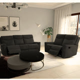 NNEDSZ Fabric Motion Recliner Sofa Set Cosmic Dark Gray Manual 3+2 Seater