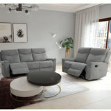 NNEDSZ Fabric Motion Recliner Sofa Set Cosmic Light Gray Manual 3+2 Seater