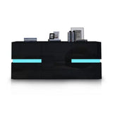 NNEDSZ Buffet Sideboard Cabinet High Gloss RGB LED Storage Cupboard with 2 Doors & 4 Drawers Black