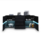 NNEDSZ Buffet Sideboard Cabinet High Gloss RGB LED Storage Cupboard with 2 Doors & 4 Drawers Black