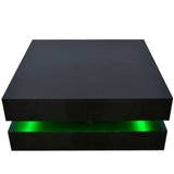 NNEDSZ Modern Large High Gloss Coffee Table With LED Lights Black
