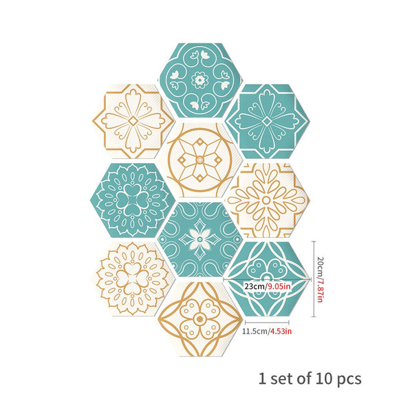 NNEDSZ 10PCS Multi Colour Tile Set Hexagon Decoration Decal Self-adhesive Oil-proof And Waterproof Wall Stickers
