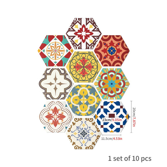 NNEDSZ 10PCS Multi Colour Tile Set Hexagon Decoration Decal Self-adhesive Oil-proof And Waterproof Wall Stickers