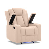 NNEDSZ Theatre Electric Recliner Sofa Buckskin Fabric Single Latte
