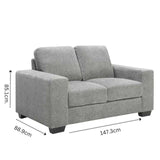 NNEDSZ Morgan 2 Seater Fabric Sofa Light Grey