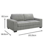 NNEDSZ Morgan 3 Seater Fabric Sofa Light Grey