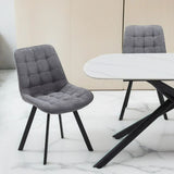 NNEDSZ 4PCS Neo Softy Dark Grey Fabric Dining Chairs