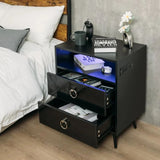 NNEDSZ Amelia Modern LED Bedside table with USB and power socket Black