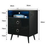 NNEDSZ Amelia Modern LED Bedside table with USB and power socket Black