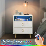 NNEDSZ Amelia Modern LED Bedside table with USB and power socket White