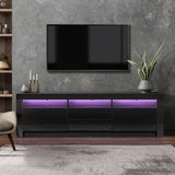 NNEDSZ LED RGB TV Cabinet Entertainment Unit Stand Gloss Drawers 160cm Black