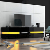 NNEDSZ Modern High Gloss Front TV Entertainment Unit 177cm LED Storage Drawer - Black