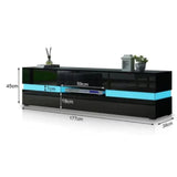 NNEDSZ Modern High Gloss Front TV Entertainment Unit 177cm LED Storage Drawer - Black
