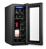 NNEDSZ 12 Bottle Wine Cellar Fridge w/ Glass Door, Temperature Control & Cooler
