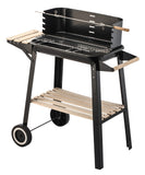 NNEDSZ Charcoal Grill BBQ with Manual Rotisserie Stick on Trolley Stand
