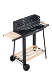 NNEDSZ Charcoal Grill BBQ with Manual Rotisserie Stick on Trolley Stand