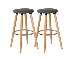 NNEDSZ 2 Cotton/Steel Modern Padded Barstools (Grey/Wood)