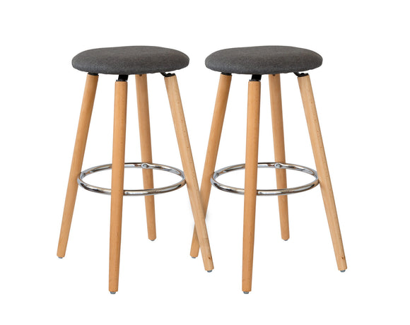 NNEDSZ 2 Cotton/Steel Modern Padded Barstools (Grey/Wood)