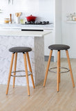 NNEDSZ 2 Cotton/Steel Modern Padded Barstools (Grey/Wood)