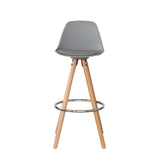 NNEDSZ 2 PU Leather Padded Barstools (Light Grey/Wood) with Metal Footrest