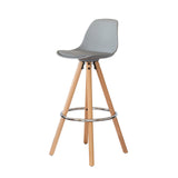 NNEDSZ 2 PU Leather Padded Barstools (Light Grey/Wood) with Metal Footrest