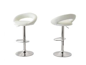 NNEDSZ 2 Curve Leather Barstools (White) w/ Adjustable Height, 78-99cm