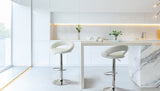 NNEDSZ 2 Curve Leather Barstools (White) w/ Adjustable Height, 78-99cm