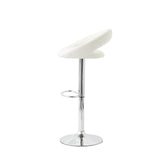 NNEDSZ 2 Curve Leather Barstools (White) w/ Adjustable Height, 78-99cm