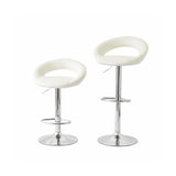 NNEDSZ 2 Curve Leather Barstools (White) w/ Adjustable Height, 78-99cm