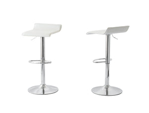 NNEDSZ 2 Leather Barstools (White) w/ Adjustable Height, 63-85cm