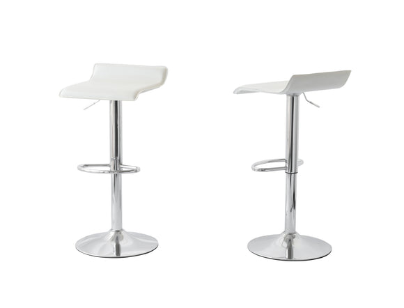 NNEDSZ 2 Leather Barstools (White) w/ Adjustable Height, 63-85cm