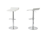 NNEDSZ 2 Leather Barstools (White) w/ Adjustable Height, 63-85cm