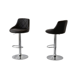 NNEDSZ 2 Diamond Style Padded Leather Barstools (Black) w/ Adjustable Height